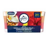 Glade 1-Wick Scented Candle Jar 2in1 Hawaiian Breeze & Vanilla Passion Fruit Air Freshener Infused with Essential Oils 4.08 Oz 2 Count