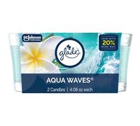 Glade 1-Wick Scented Candle Jar Aqua Waves Air Freshener Infused with Essential Oils 4.08 Oz 2 Count