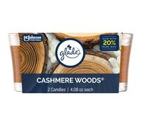 Glade 1-Wick Scented Candle Jar Cashmere Woods Air Freshener Infused with Essential Oils 4.08 Oz 2 Count