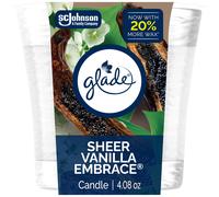Glade 1-Wick Scented Candle Jar Sheer Vanilla Embrace Air Freshener Infused with Essential Oils 4.08 Oz