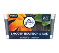 Glade 1-Wick Scented Candle Jar Smooth Bourbon & Oak Air Freshener Infused with Essential Oils 4.08 Oz 2 Count
