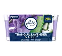 Glade 1-Wick Scented Candle Jar Tranquil Lavender & Aloe Air Freshener Infused with Essential Oils 4.08 Oz 2 Count