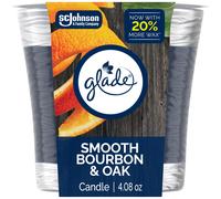 Glade 1Wick Scented Candle Jar Smooth Bourbon & Oak Air Freshener Infused with Essential Oils 4.08 Oz