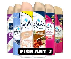 Glade Air Freshener Spray Bundle - Choose Any 3 Fragrances - Super Bloom, Vanilla Blossom, Sandalwood Jasmine & More - TrueScent Technology for Odour Removal | 3 x 300ml