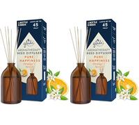 Glade Aromatherapy Reed Diffuser, Home Decor Essential Oils Diffuser Uplifting Fragrance, Pure Happiness with Brazilian Orange & North African Neroli Blossom, 80 ml (Pack of 2)
