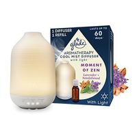 Glade Essential Oil Diffuser Holder & Refill, Cool Mist Aromatherapy Diffuser & Air Freshener for Home, Moment of Zen with Lavender & Sandalwood Scent, Holder + 17.4ml Refill