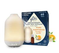 Glade Essential Oil Diffuser Holder & Refill, Cool Mist Aromatherapy Diffuser & Air Freshener for Home, Pure Happiness with Orange + Neroli, 1 Holder