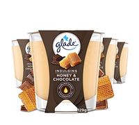 Glade Jar Candle, Scented Candle Infused with Essential Oils, Up to 42 Hour Burn Time, Honey & Chocolate, Pack of 4 (4 x 129g)