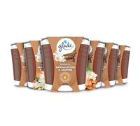Glade Jar Candle, Scented Candle Infused with Essential Oils, Up to 42 Hour Burn Time, Sandalwood & Jasmine, Pack of 6 (6 x 129g)
