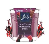 glade Jar Candle, Scented Christmas Candle Infused with Essential Oils, 30 Hour Burn Time, Merry Berry & Wine, Pack of 6 (6 x 129g)
