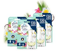 Glade Plug In Air Freshener, Exotic Tropical Blossoms, Holder + 4 Refills | Electric Scented Oil, Long-Lasting Room Fragrance, Up to 120 Days, Adjustable Intensity, Holder + 4 Refills (4x20ml)