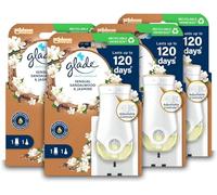 Glade Plug in Air Freshener Holder and Refill, Electric Scented Oil Room Air Freshener, Sandalwood & Jasmine, Pack of 4 Starter Kits, (4 x Holder and 4 x 20 ml Refill)