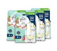 Glade Plug in Air Freshener Holder and Refill, Electric Scented Oil Room Air Freshener, Tropical Blossoms, Pack of 4 Starter Kits, (4 x Holder and 4 x 20 ml Refill)
