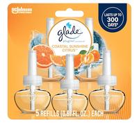 Glade PlugIns Scented Oil 5 Refills, Air Freshener, Coastal Sunshine Citrus, Essential Oil Infused Wall Plug In, 3.35 FL OZ, Pack of 5