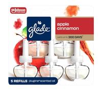 Glade PlugIns Refills Air Freshener, Scented and Essential Oils for Home and Bathroom, Apple Cinnamon, 3.35 Fl Oz, 5 Count