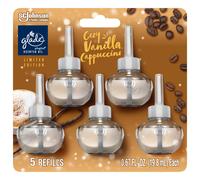 Glade PlugIns Refills Air Freshener, Scented and Essential Oils for Home and Bathroom, Cozy Vanilla Cappuccino, Limited Edition Scent, 3.35 Fl Oz, 5 C