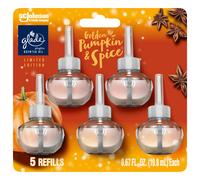Glade PlugIns Refills Air Freshener, Scented and Essential Oils for Home and Bathroom, Golden Pumpkin & Spice, Limited Edition Scent, 3.35 Fl Oz, 5 Co
