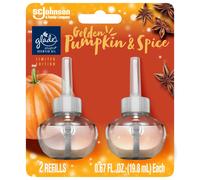 Glade PlugIns Refills Air Freshener, Scented and Essential Oils for Home and Bathroom, Golden Pumpkin & Spice, 1.34 Fl Oz, 2 Count