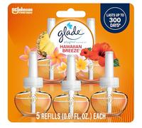 Glade PlugIns Refills Air Freshener, Scented and Essential Oils for Home and Bathroom, Hawaiian Breeze, 3.35 Fl Oz, 5 Count