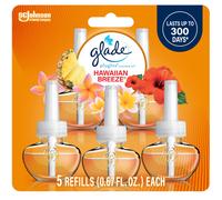 Glade PlugIns Refills Air Freshener, Scented and Essential Oils for Home and Bathroom, Hawaiian Breeze, 3.35 Fl Oz, 5 Count