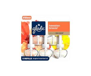 Glade PlugIns Refills Air Freshener, Scented and Essential Oils for Home and Bathroom, Hawaiian Breeze, 3.35 Fl Oz, 5 Count