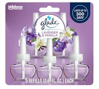 Glade PlugIns Refills Air Freshener, Scented and Essential Oils for Home and Bathroom, Lavender & Vanilla, 3.35 Fl Oz, 5 Count