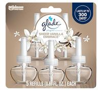 Glade PlugIns Refills Air Freshener, Scented and Essential Oils for Home and Bathroom, Sheer Vanilla Embrace, 3.35 Fl Oz, 5 Count