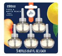 Glade PlugIns Refills Air Freshener, Scented and Essential Oils for Home and Bathroom, Yuzu & White Peach, Fresh Collection 3.35 Fl Oz, 5 Count