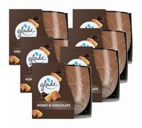 Glade Scented Candle Honey & Chocolate 120g x 6 - Long-Lasting Home Fragrance 31hr Burn Time - Warm Aroma Air Freshener with Welari Thank You Card | (6 Pack)