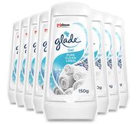 Glade Solid Gel Air Freshener, Odour Eliminator for Home & Bathroom, Clean Linen, Pack of 8 (8 x 150g)