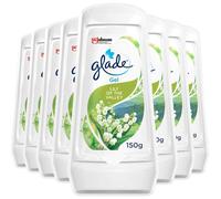 Glade Solid Gel Air Freshener, Odour Eliminator for Home & Bathroom, Lily of the Valley, Pack of 8 (8 x 150g)