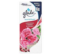 Glade Touch & Fresh Air Freshener Refill, Touch Activated Odour Eliminator for Bathroom & Home, Cherry & Peony, Pack of 12 (12 x 10ml)