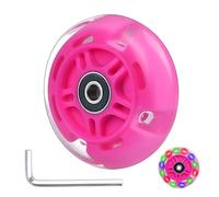 Gladeer 1-Pack 80mm Light Up Scooter Wheel Rear Colorful Led Flashing Replacement Wheel for 3-Wheeled Kid Scooter (Pink)
