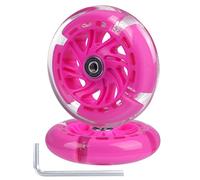 Gladeer 120mm Light Up Flashing Scooter Front Replacement Wheels w/Bearings for Micro Kids 3-Wheeled Kick Scooters (Pink)