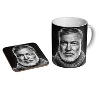 glades Ernest Hemingway BW - Ceramic Coffee Mug + Coaster Gift Set