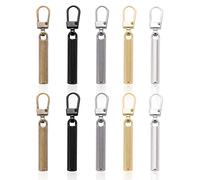 GLADFRESIT 10Pcs Zipper Pull Replacement, Removable Metal Zipper Pull Repair Kit for Luggage, Jacket, Backpacks (5 Colours)