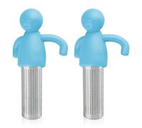 GLADFRESIT 2PCS Humanoid Tea Leaf Brewer Originality Stainless Steel Tea Strainer for Cafe Living Room Filter More Than 99% of Tea Leaves (Blue)
