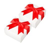 GLADFRESIT 2Pcs Jewellery Gift Box Set, Small Storage Box with lid Bow-Knot for Square Ring Earrings Necklace Bracelet Jewellery Gift Box for Christmas Wedding Valentine'S Day Graduation(Red)