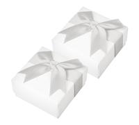 GLADFRESIT 2Pcs Jewellery Gift Box Set, Small Storage Box with lid Bow-Knot for Square Ring Earrings Necklace Bracelet Jewellery Gift Box for Christmas Wedding Valentine'S Day Graduation(Grey)