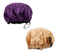 GLADFRESIT 2Pcs Satin Sleep Cap, Double-Sided Adjustable Sleep Bonnet, Large Soft Hair Cap for Women Curly Natural Hair (Gold+Purple)