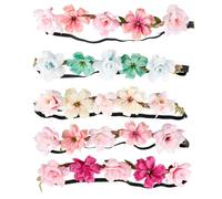 GLADFRESIT 5PCS Silk Flower Crown Hairband Comfortable Wearing Small Gerbera Rose Flower Hair Bands for Ladies and Girls In Party Traveling Wedding