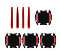 GLADFRESIT 8Pcs Auto Door Handle Scratch Protection Cover, 3D Carbon Fiber Universal Car Door Cup Handle Paint Guard Film Reflective Strip (Red)