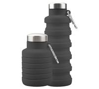 GLADFRESIT Collapsible Travel Water Bottle, 500ml Silicone Foldable Water Bottle with Carabiner, Portable Leakproof Bottle for Gym Hiking Camping