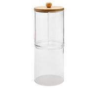 GLADFRESIT Cotton Pad Holder Stackable Floss Swab Holder Dispenser with Bamboo Lid for Qtips Cotton Ball Jewellery Cosmetic Organiser for Bathroom Kitchen Jar Canister