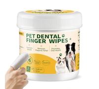GLADFRESIT Dental Care Finger Wipes 50 Counts -Disposable Wipes for Dogs & Cats, Plaque & Tartar, Fresh Breath & Gum Health，All Natural Dog Toothbrush & Tooth Brushing Kit（Unscented）