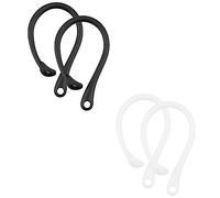 GLADFRESIT Ear Hooks for Airpods - 2 Pairs Universal Silicone Secure Earhooks, Anti-lost Sport Activities Headset (Black and White)