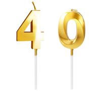 GLADFRESIT Gold Digital Cake Candles - Number 40 for 40th Birthday, Smokeless Environmental Protection Candle (Number 40), 2308-68