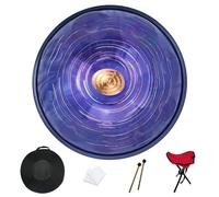 GLADFRESIT Handpan, 22 inches, 10 notes, D minor, Purple Alloy Steel Drum with Stand, Bag, Beaters, Dust Cloth
