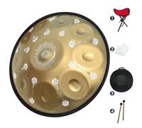 GLADFRESIT Handpan Drum 10 notes, 22 inches, in D minor, comes with a handpan stand, handpan backpack, two mallets, and a cleaning cloth.