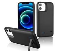 Gladgogo Battery Case for iPhone 12/12 Pro, 5000mAh Portable Charging Case with Kickstand Rechargeable Backup Charger Cover for iPhone 12/12 Pro, Black
